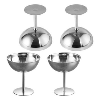 4Pcs Reusable Stainless Steel Dessert Cups with Footed Base Silver for Home Use