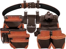 Leather Tool Belt 19 Pocket Multipurpose Pockets Work Organizer Bag Framing F...