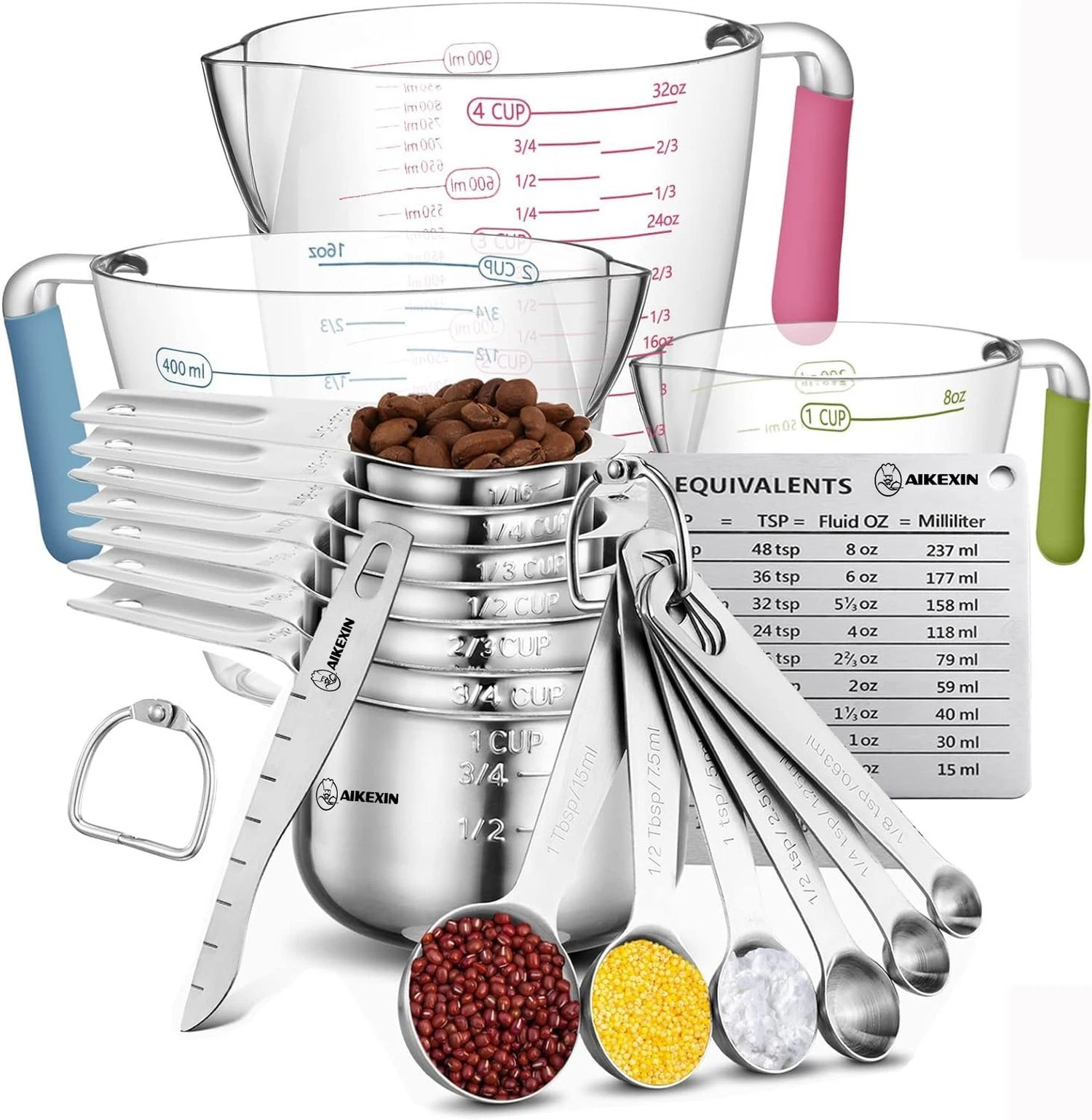 20-Piece Measuring Cups and Spoons Set, Nesting Stainless Steel Measuring Cup...