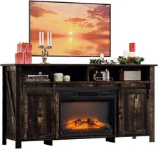 Farmhouse Media Console with 23" Fireplace Insert, 7 Flame Colors for 70 Inch TV