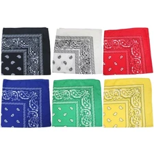 6 Pack Polyester Bandanas with Paisley Print Durable and Fast-Drying