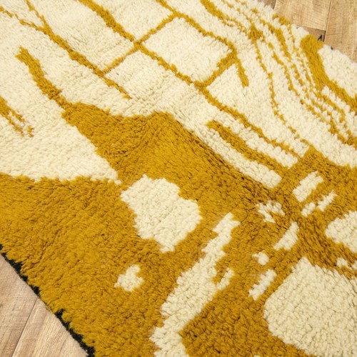Wool Rug Moroccan custom Beni Ourain, Off-White Yellow Gold Mustard Morrocan Rug - Picture 5 of 10