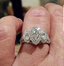 Zales Past Present Future Ring.       1- 1/2 Carat Diamond. White Gold. 