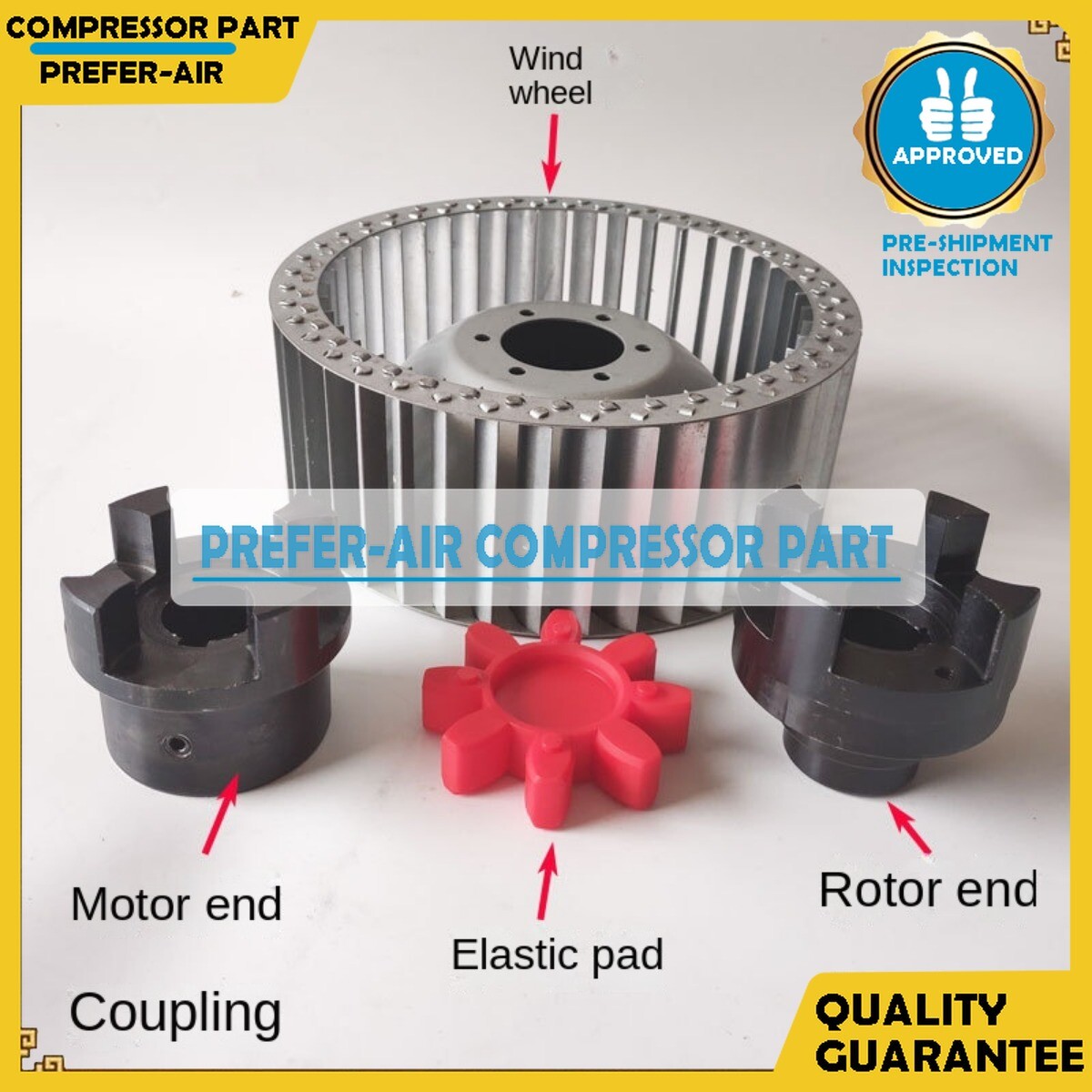 New Motor & Cooling Fan Coupling Set Fit For BECKER Vacuum Pump