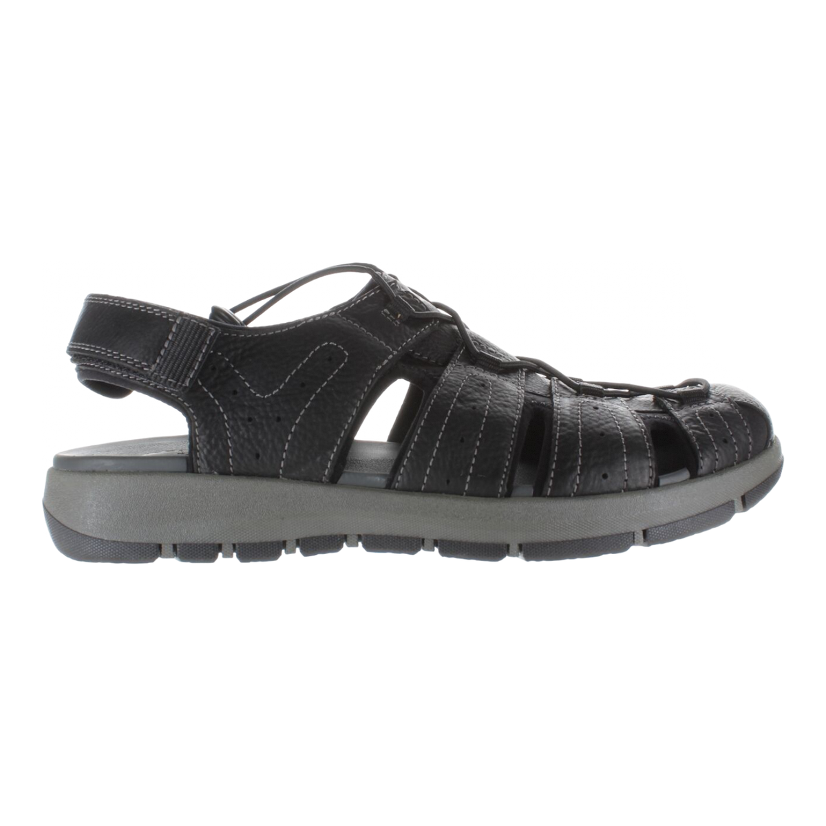 Clarks Men\'s Brixby Cove Fisherman Sandal in Black Leather. 26133891 Clarks Men main image 3