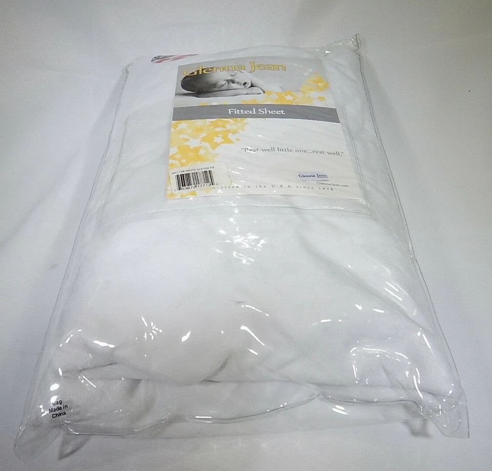 Sábana Ajustable Glenna Jean Willow Blanca Suave Ajuste Estándar Cuna Talla TF Foto 3 de 4