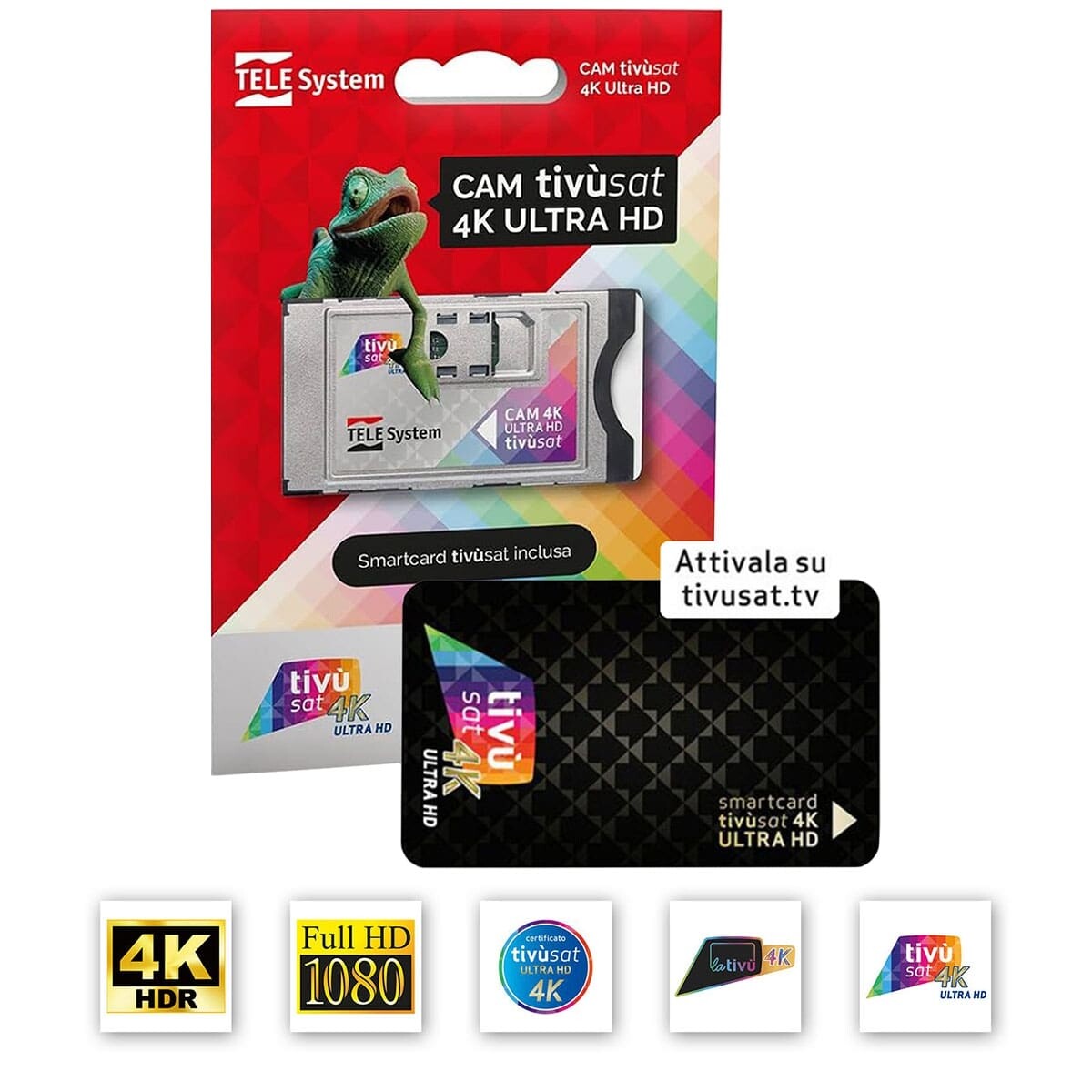 Thumbnail - Tivusat Karte Aktiv Inkl. Ci+ Modul 4k Ultra Hd Telesystem Smarcam Rai