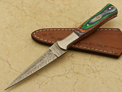 Handmade Damascus Steel Scotish Dirk Knife Double Edge  Boot Dagger With Sheath