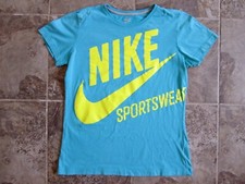 Nike Sportswear Youth XL Slim Fit Tee Shirt Organic Cotton Turquoise Blue Yellow