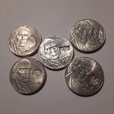 Mix Lot Of 5 Real Jefferson Nickles Counterstamp Coins