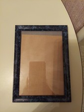 BLUE MARBLE LOOK METAL PICTURE FRAME W/GLASS HOLDS 4 6 INCH PICTURE