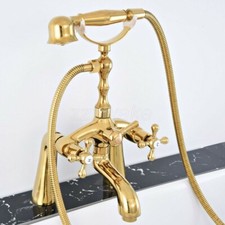Gold Color Brass Clawfoot Bathtub Faucet Telephone Style Handheld Shower Ztf772