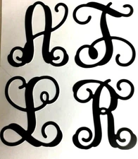 Metal Vine Letter Monogram Black 4" CNC Metal Art CHOOSE YOUR LETTER   