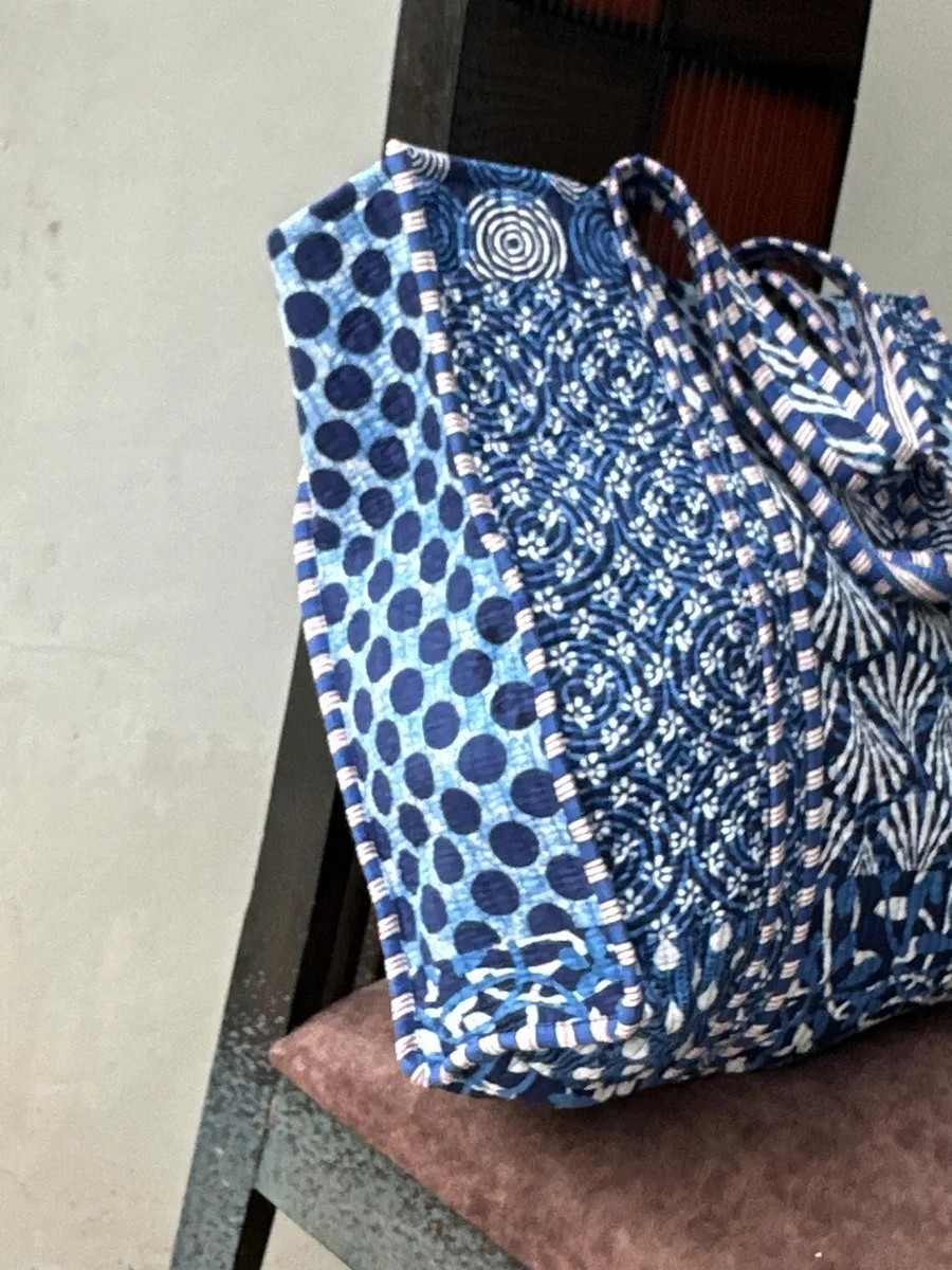 Indian Blue Patchwork Printed Quilt Shoulder Bag Women's Beach