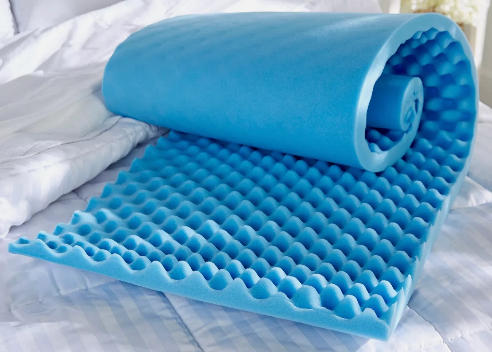 Foam Mattress Overlay Topper - Blue - Pressure Relief 72 L x 20 W x 2 H Inch