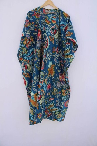 Woman's Cotton Long Kaftan , Floral Printed ,Party Wear Dress Indian Tunic - Picture 3 of 5