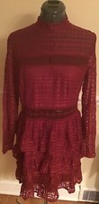 IN AWE of You Awesomeness TV Dress Large Burgundy Red Ruffled Lace NWT