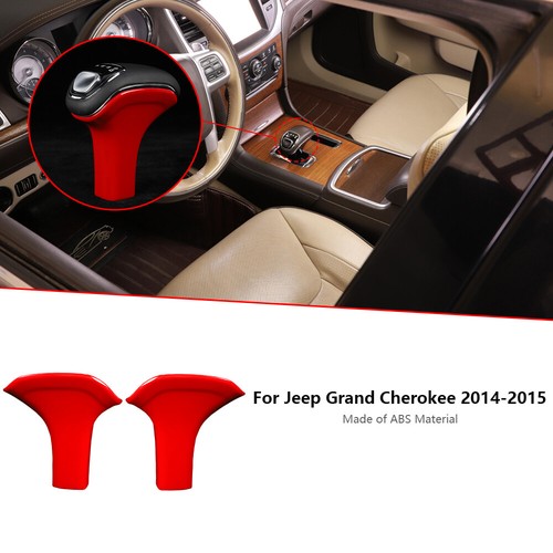 Bisel de cubierta de manija de perilla de cambio de marchas rojo para Jeep Grand Cherokee 14-15 accesorios - Imagen 3 de 8