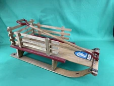 Vintage Sleigh Torpedo Wooden - Child's Snow Sled w/Pull Handle Nice! Display?