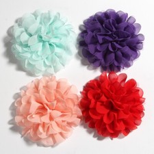 50pcs 4.4"11CM Chiffon Mesh Lace Flowers For Hair Accessories HeadWear