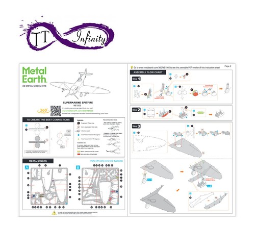 Metal Earth Supermarine Spitfire Plane Fascinations 3D Model DIY Kit ME1005 Gift - Picture 7 of 10