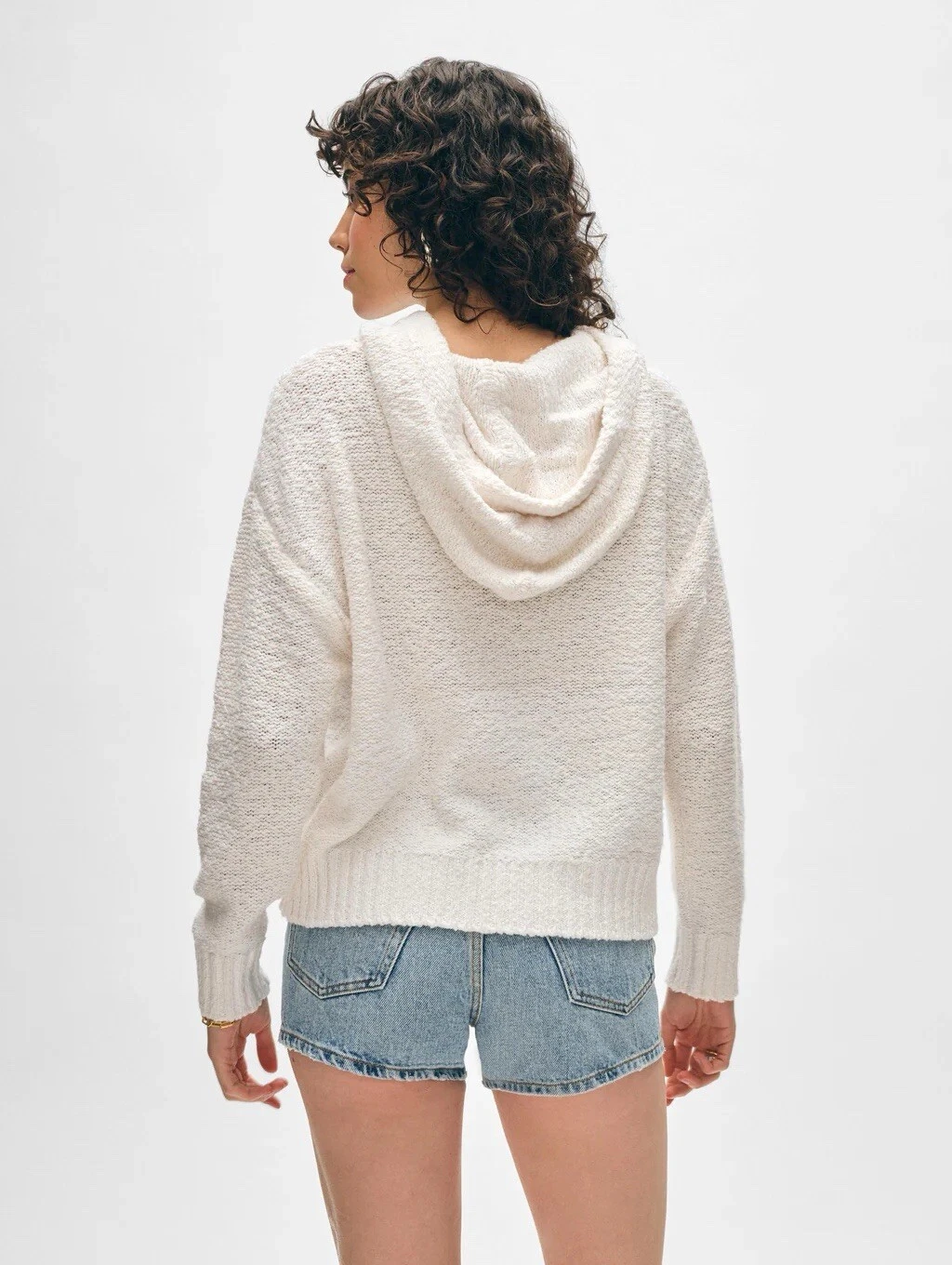 OFF WHITE Felpa con cappuccio nuova con etichette bianca + Warren Beachy 100% cotone slub bianco avorio $295 taglia small