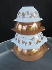 PYREX Early American Cinderella Complete Mixing Bowl Set: # 441, 442, 443 & 444