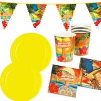 Sommerparty Tisch-Deko Hawaii Grill Gardenparty Party-Geschirr Girlande 27 Tlg K