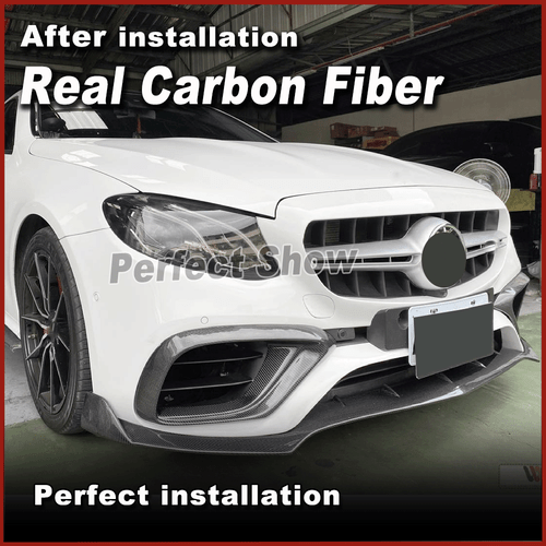For Mercedes Benz W213 S213 E63 AMG 2016-20 REAL Carbon Front Bumper Lip Spoiler - Picture 4 of 14