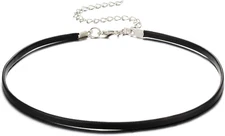 Black Leather Choker Necklace Thin Black Choker Necklaces for Woman