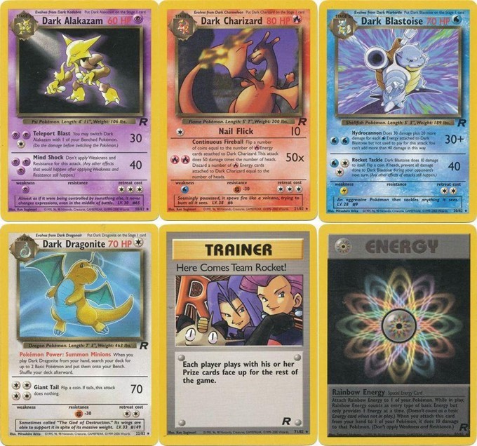 Pokemon Team Rocket Set rare cards Alakazam Charizard Blastoise 