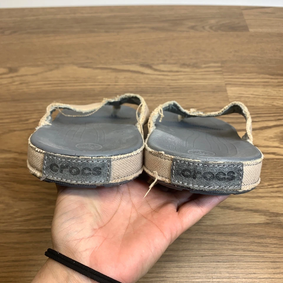 Sandalias CROCS Para Hombres Santa Cruz Lona Talla 12 Chanclas Tanga Deshilachadas Foto 4 de 4