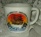 Vintage Milk Glass Coffee Mug ~ Hot Springs Arkansas Oaklawn Park Horse Racing