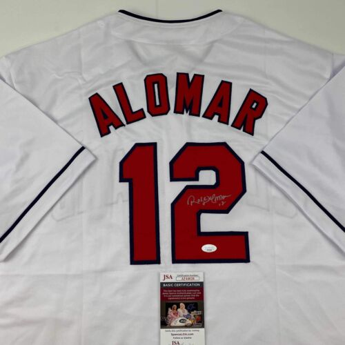 Autographed/Signed Roberto Alomar Cleveland White Baseball Jersey JSA COA - Picture 2 of 4