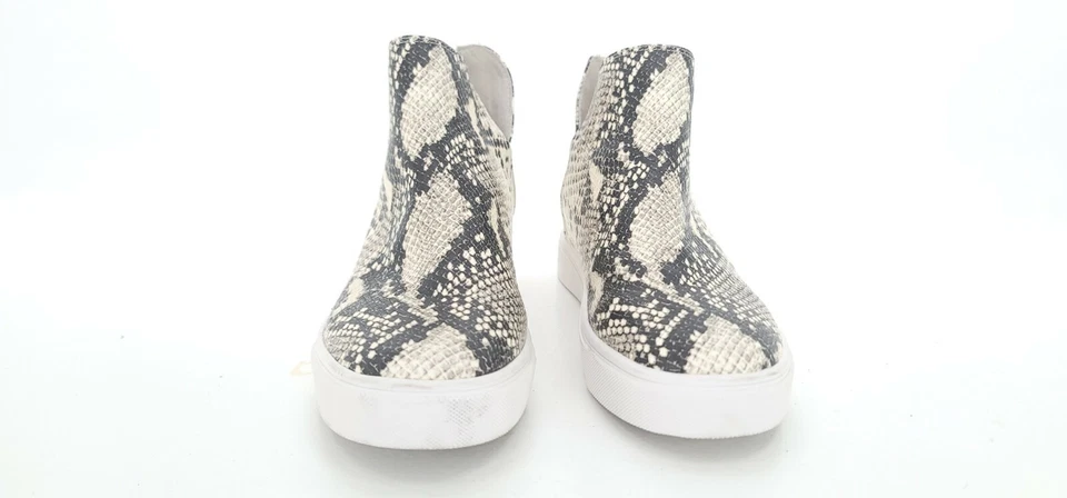 Steve Madden Women Faux Snake Skin Hi Top Hidden Wedge Back Zip Sneakers Sz 8M - Imagem 3 de 4