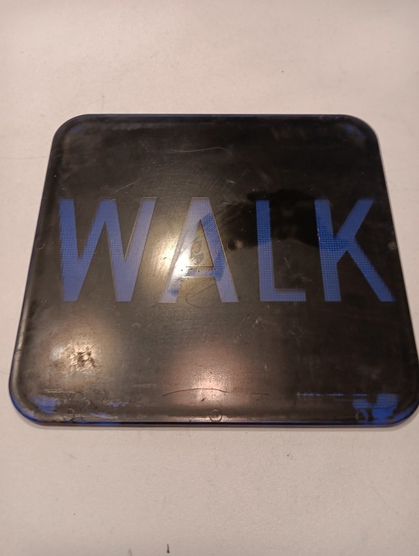 Vintage, Acrylic Crosswalk Sign " Walk" Traffic Signal Light Lens 9 3/8