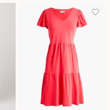 NWT J.Crew Factory Seaside Coral Tiered Knit Mini Dress Size Medium