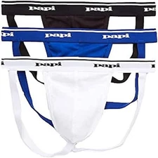 Papi Men’s 3-Pack Jockstrap Athletic Supporter, Breathable Workout Underwear