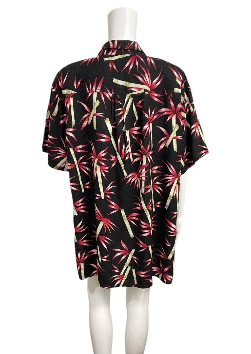 Carolina Colours Blouse Women 20W Black Red Rayon Tropical Leaf Button Front VTG