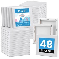 Mini Canvases for Painting 4x4 Canvas Value Pack of 48PCS, 2/5In Thickness Sm...