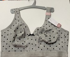 Cacique Women's Wireless Plus Full Coverage Bra Grey Polka Dot NWT 40 DDD