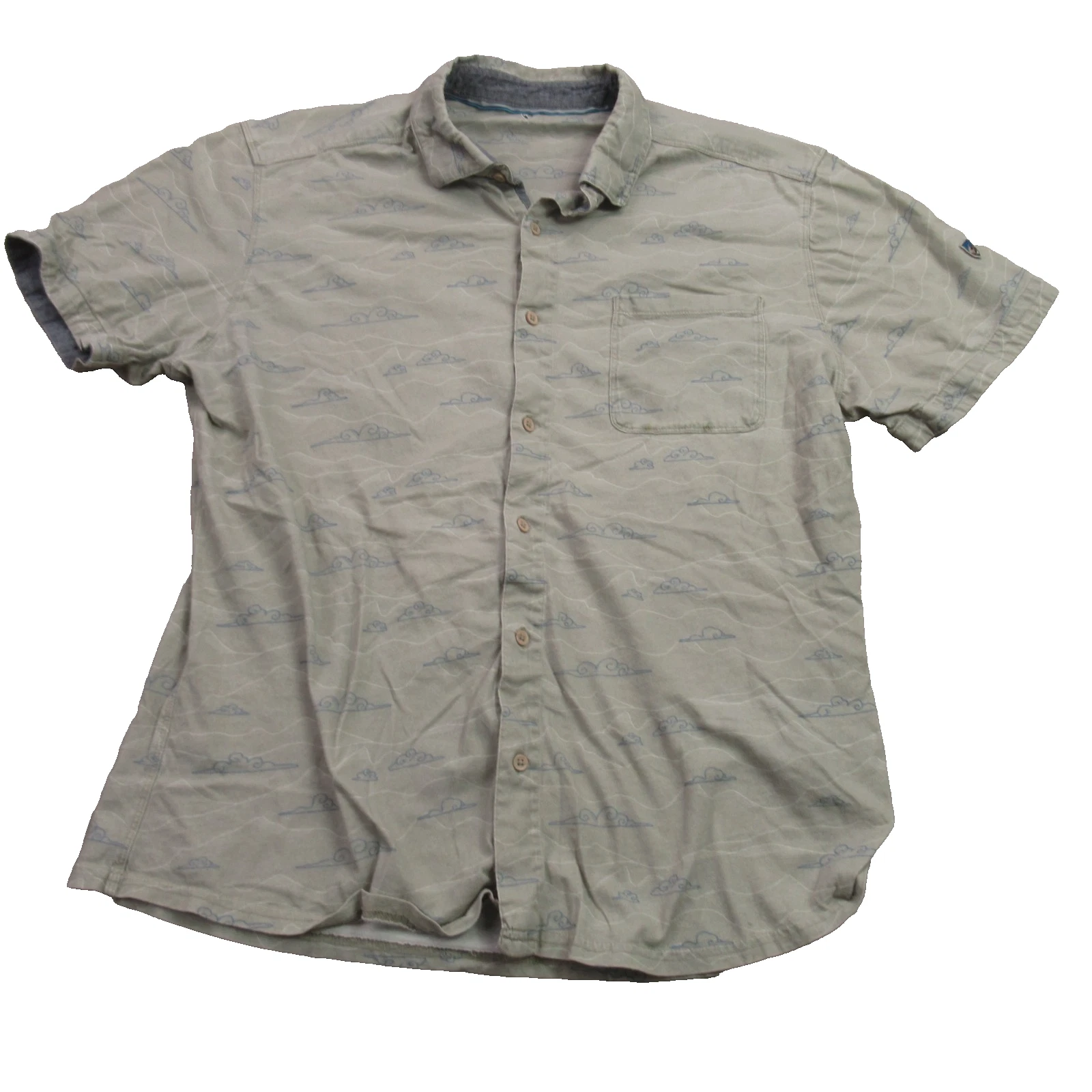 Kuhl Shirt Mens Large Short Sleeve Button Front Lightweight Pocket Casual Gray