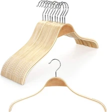 TOPIA HANGER Slim Natural Wood Hangers with Extra Soft 10 PCS, 