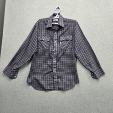 VINTAGE Levi's Men Button Up Shirt M Blue Plaid Long Sleeve Pockets Collar