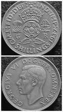 1937 Two Shilling. Very Nice Coin. Good Grade. (Silver Content). #562