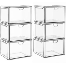 Best 6 Pack Small Stackable Stroage Drawers Acrylic Bathroom Makeup Organizer