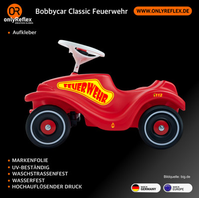 Feuerwehr Bobby Car Classic, NUR AUFKLEBER, kein Bobbycar