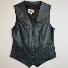 VTG Yucat n Bay Leather Vest Women s Size M FOREST GREEN