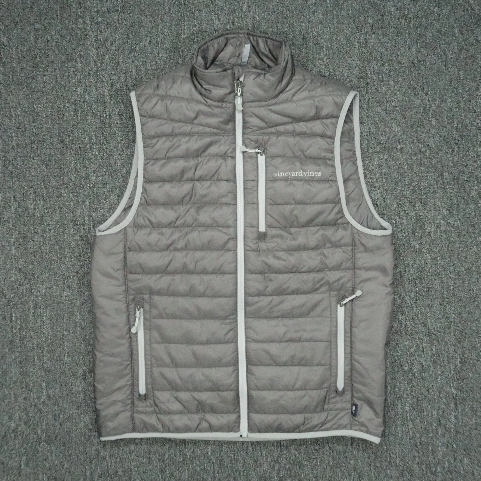 Vineyard Vines Vest Mens Small Gray Mountain Weekend Puffer Quilted Full Zip
