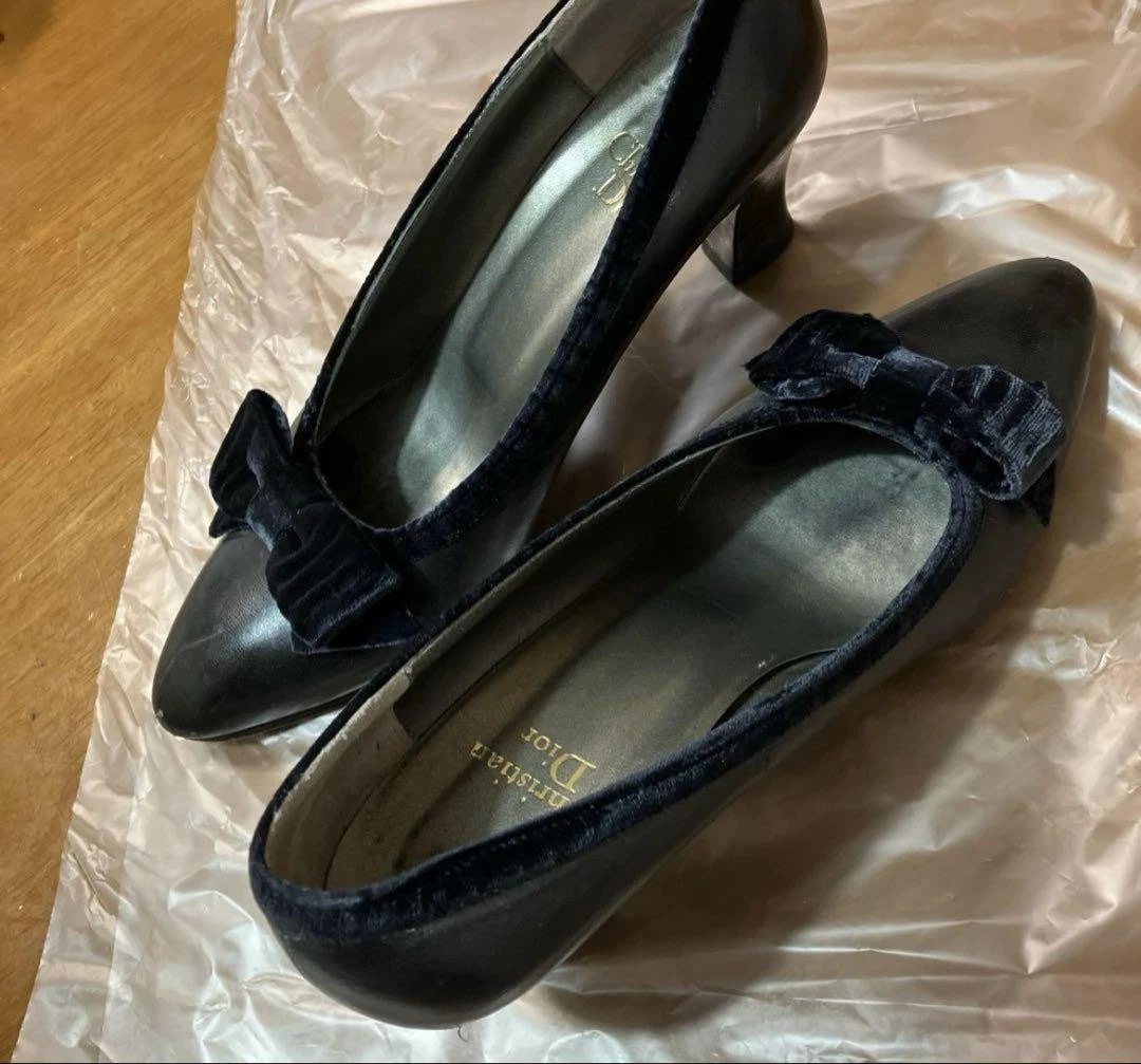 Escarpins Christian Dior bleu marine EU35/US5,5 cuir OCCASION du Japon